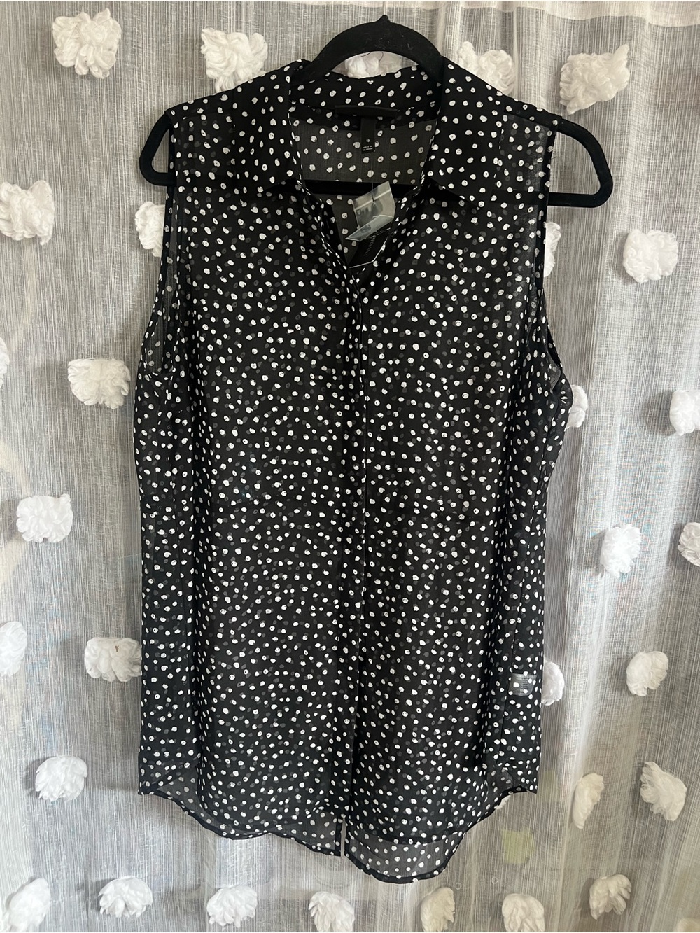 Lane Bryant Black Polka Dot Sleeveless Blouse - Women Tops